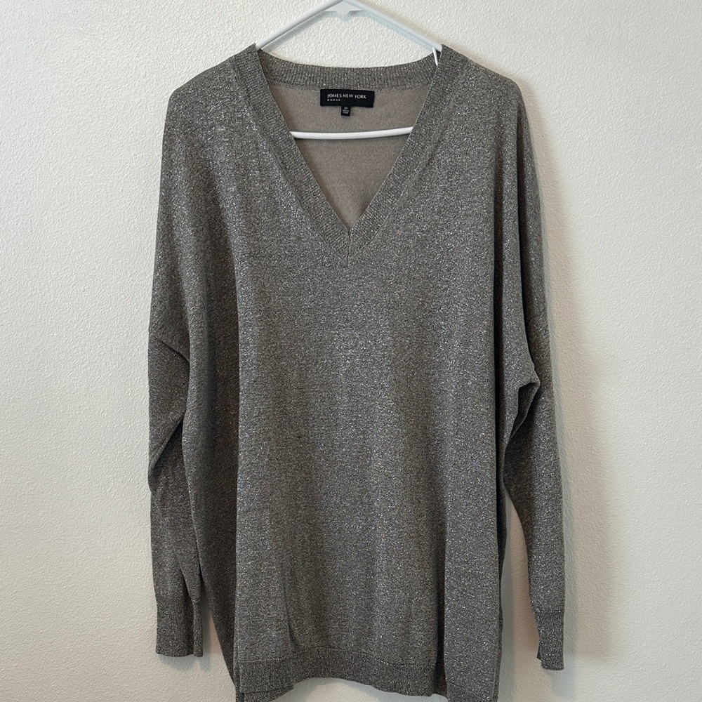 Jones New York Metallic Gray Sweater